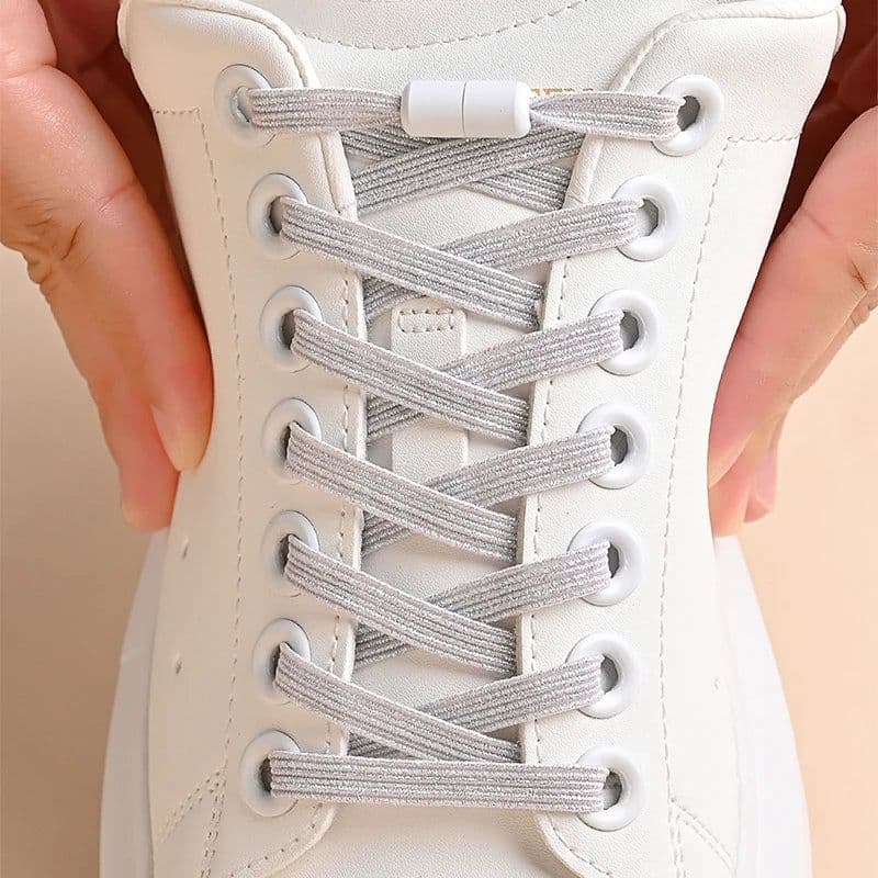 image-1Pair No Tie Shoe Laces Colorful Buckle Shoelaces Pearl Light Colorful Fashion Without Ties Elastic Laces Sneaker Kids Adult
