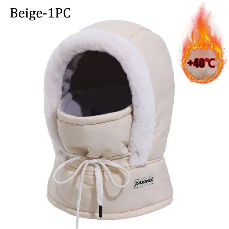 image-Cold Weather Thermal Balaclava Scarf Winter Windproof Hood Hat Plush Neck Warmer Ski Face Mask for Outdoor Activities
