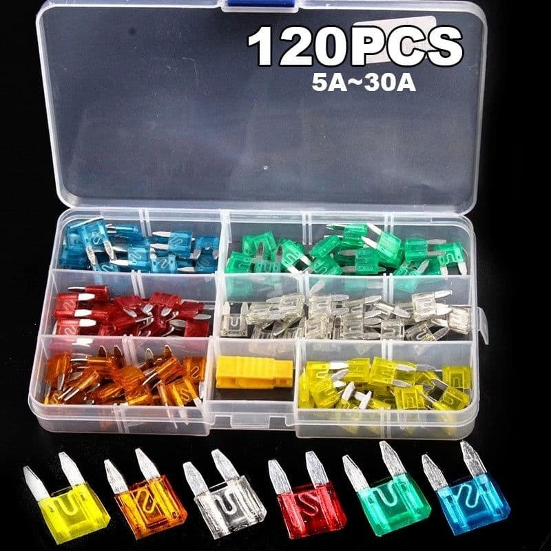 image-Fuse boxes come in various specifications, with 60 and 120PCS not having medium fuses, while 60PCS are packaged in bags