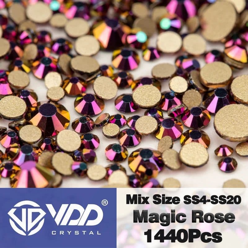 image-VDD SS4-SS20 Mix Size Clear Crystal Non-Hotfix Gold FlatBack Rhinestones Decorations DIY Glitter Stones 3D Nail Art Accessories