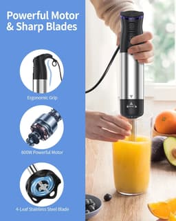 image-1000W Electric Immersion Handheld Blender, 5 in 1 Kitchen Hand Blender for soups, smoothies, purees and baby food.