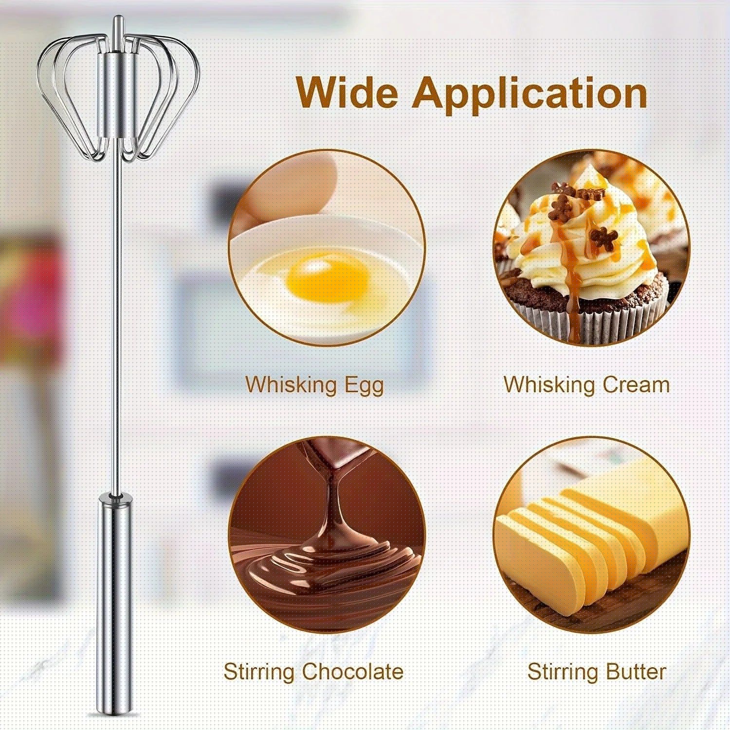 image-Stainless Steel Egg Beater Durable Semi-Automatic Mixer for Effortless Egg Cream Mixing Stirring and Beating for Kitchen Baking