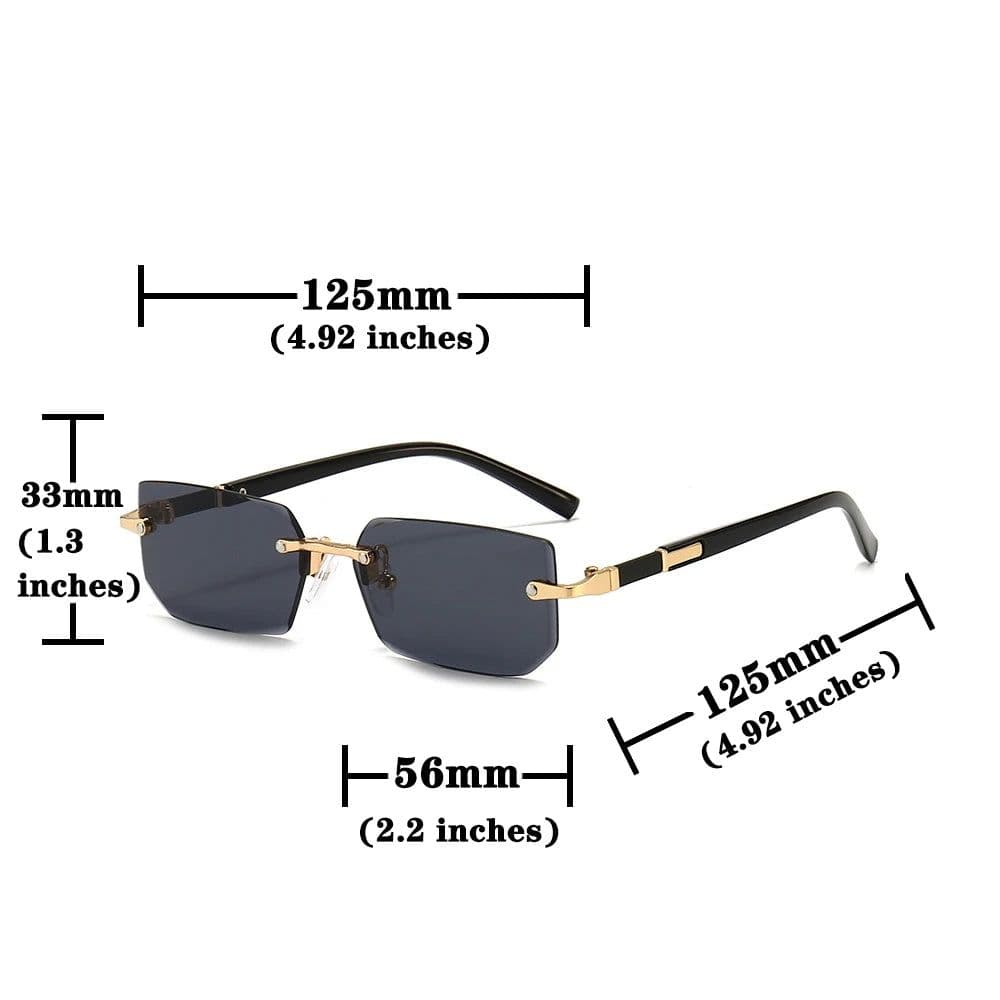 image-Rimless Sunglasses Rectangle Fashion Popular Women Men Shades Small Square Sun Glasses For Female Male Summer Traveling Oculos