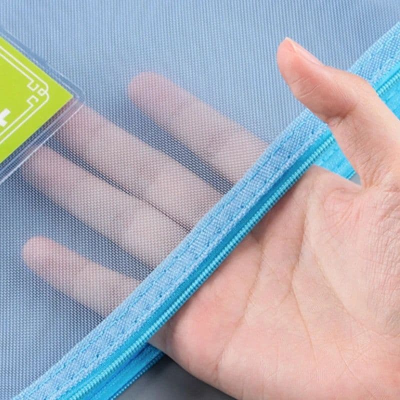 image-Transparent Waterproof Mesh Zipper Pouch Document Bag A4 Size File Folders for School Office Supplies Pencil Case Storage Bags