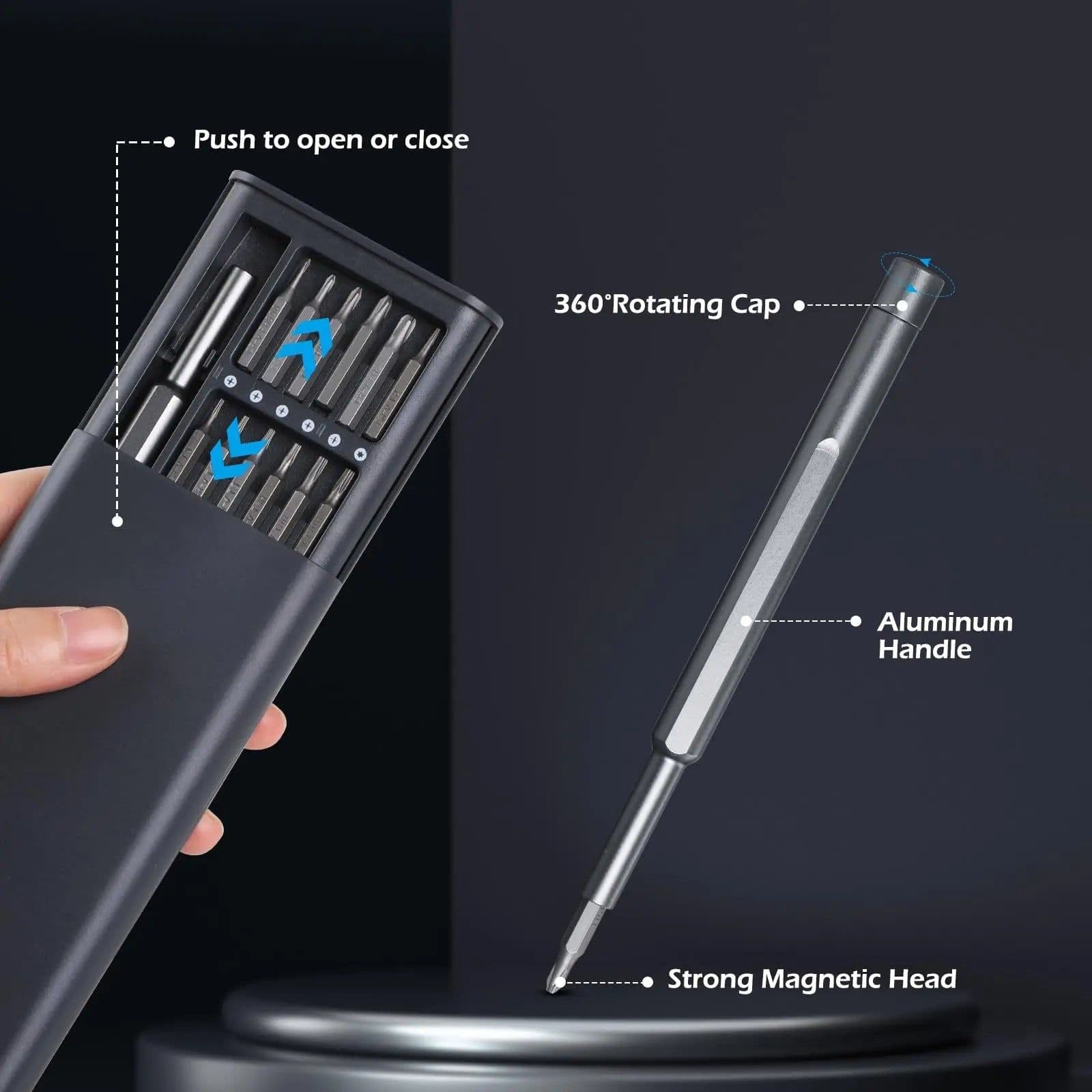 image-Precision Screwdriver Set 25 in 1 Phillips Torx Hexagonal Flat Head Magnetic Screwdriver Head for iPhone PC Watch Camera Glasses