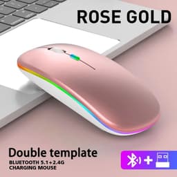 image-Wireless Mouse Bluetooth and 2.4GHz Dual Modes Rechargeable RGB Ergonomic Silent Click for PC iPad Laptop Cell Phone TV