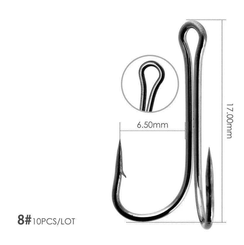 image-10pcs/box Double Fishing Hook Carbon Steel Crank Barbed Jig Hook for Carp Fishing Fly Tying Soft Lure Fish Accessories