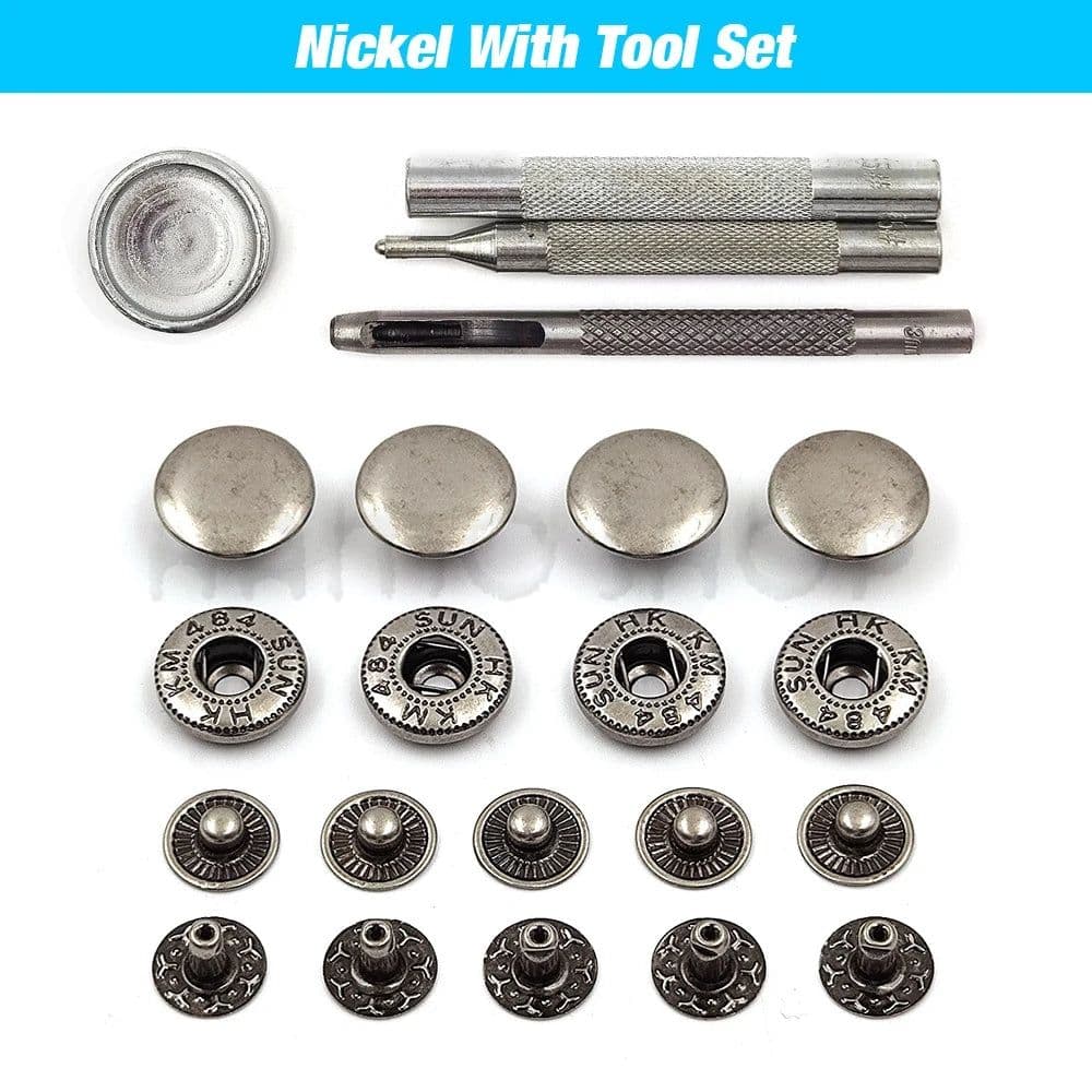 image-50set Snap Fasteners Metal Snaps Press Button Studs Optional Installation Tools Kit For Leathercraft Clothes Garment Bags Shoes