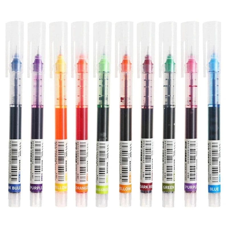 image-10Pcs/set High Quality Needle Type Gel Pens Straight Liquid Ballpoint Pen Kawaii Stationery School Office Supplies Writing