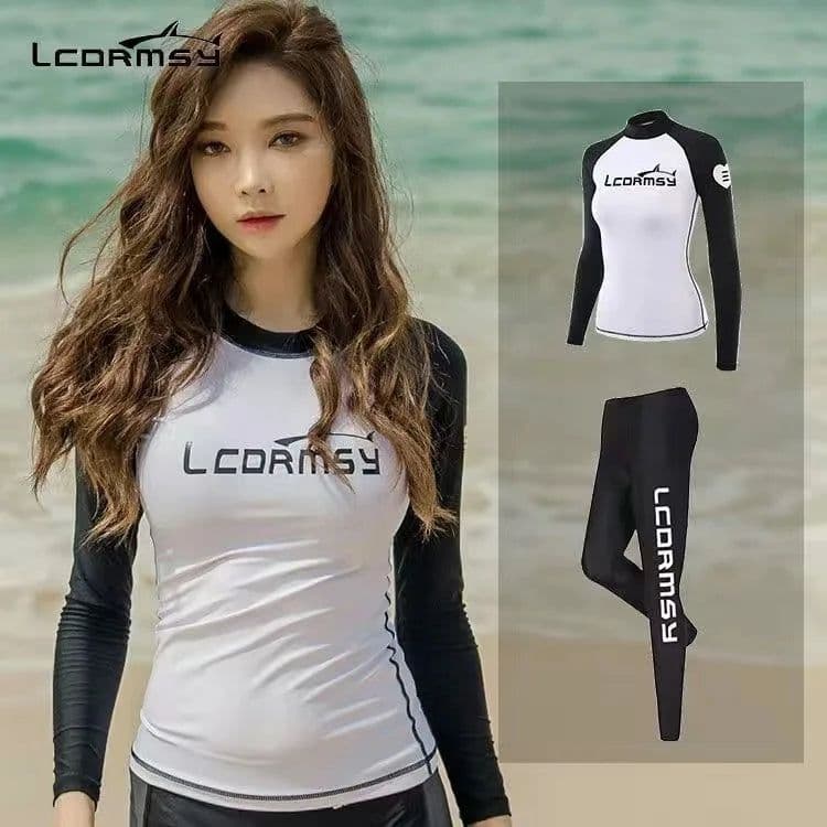 image-Long-sleeved Split Snorkeling Wetsuits Quick dry Surfing Suit Sun-proof Beach Swimwear With Trousers