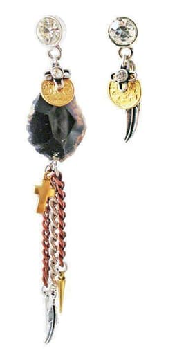 image-Ear weights earrings with natural stone, rhinestones, charms and