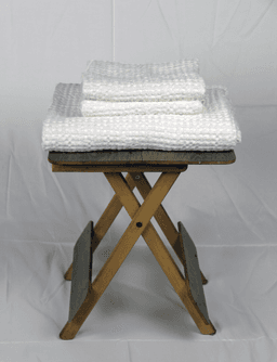 image-White linen waffle towels set