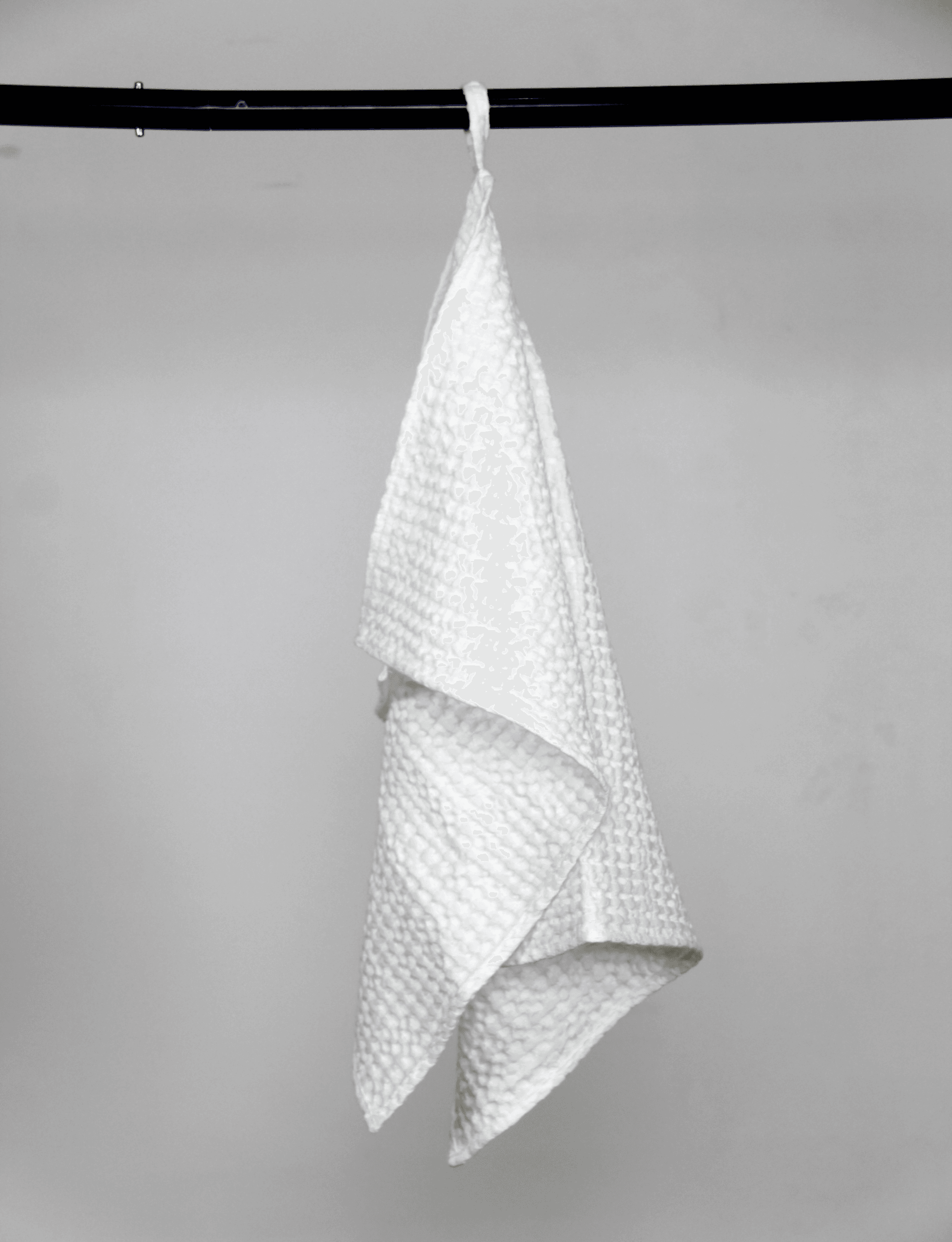 image-White linen waffle towels set