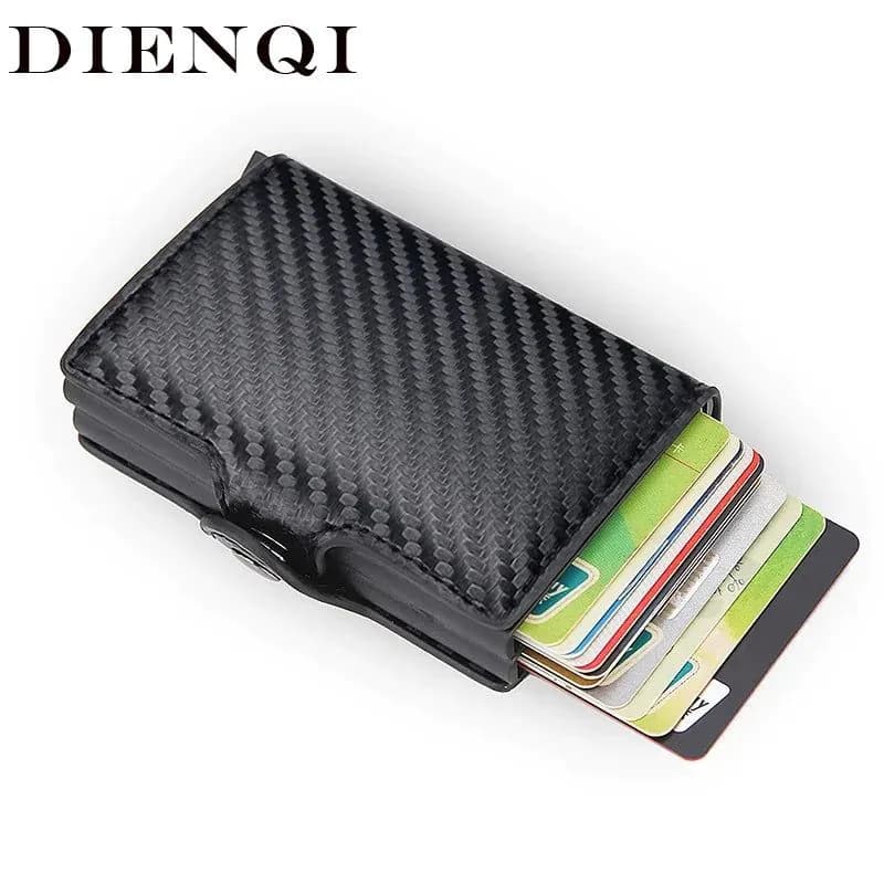 image-Rfid Blocking Protection Men id Credit Card Holder Wallet Leather Metal Aluminum Business Bank Card Case CreditCard Cardholder