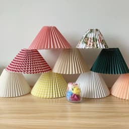 image-Pleated KD table lamp lampshade E27 Korea ins wall lamp lampshade modern minimalist DIY Nordic washable lampshade
