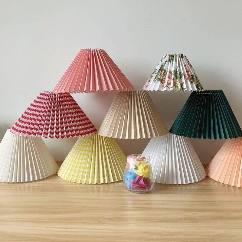 image-Pleated KD table lamp lampshade E27 Korea ins wall lamp lampshade modern minimalist DIY Nordic washable lampshade