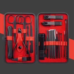 image-7/10/12/18/20/24PCS Set Professional Manicure Set Kits Stainless Steel Fingernail Toenail Clippers Set with Leather Portable