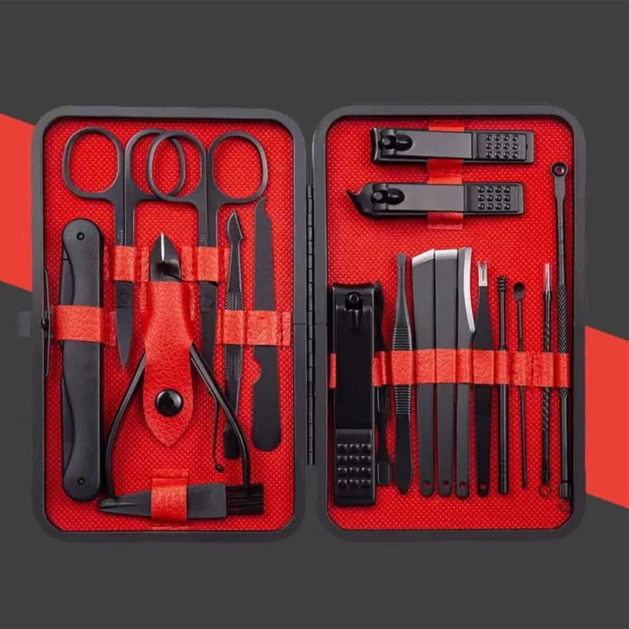 image-7/10/12/18/20/24PCS Set Professional Manicure Set Kits Stainless Steel Fingernail Toenail Clippers Set with Leather Portable