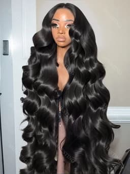 image-13x4 Body Wave Lace Front Human Hair Wig 200% Water Wave Pre Plucked HD Transparent Lace Wig 5x5 Closure Glueless Wigs For Women