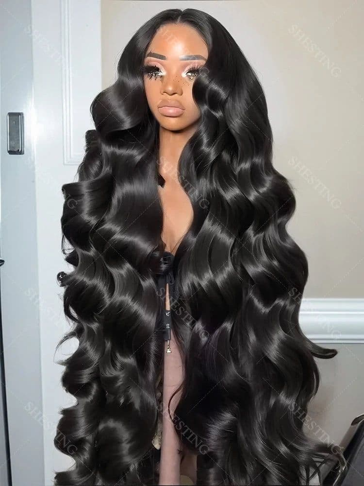image-13x4 Body Wave Lace Front Human Hair Wig 200% Water Wave Pre Plucked HD Transparent Lace Wig 5x5 Closure Glueless Wigs For Women