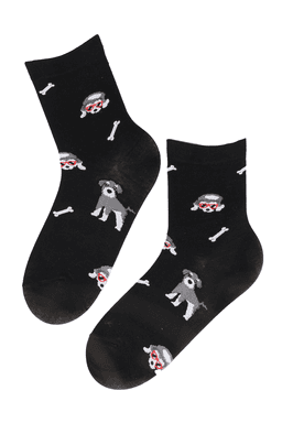 image-WOOF black cotton socks with dogs