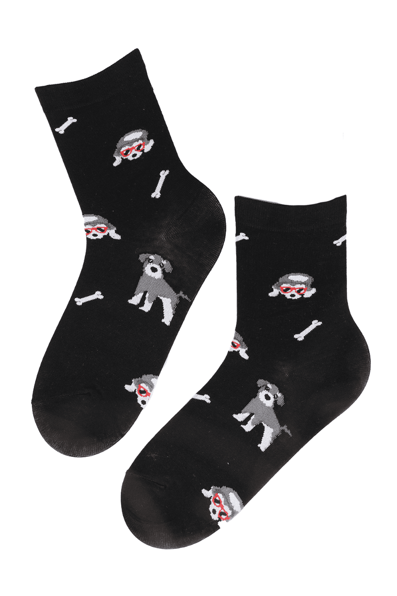 image-WOOF black cotton socks with dogs