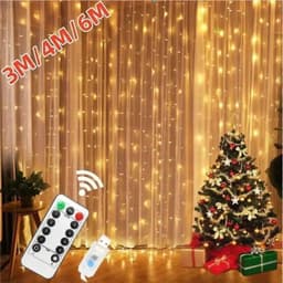 image-6x3M/3x3m Curtain Garland on The Window USB Power Fairy Lights Festoon with Remote New Year Garland Led Lights Christmas Decor