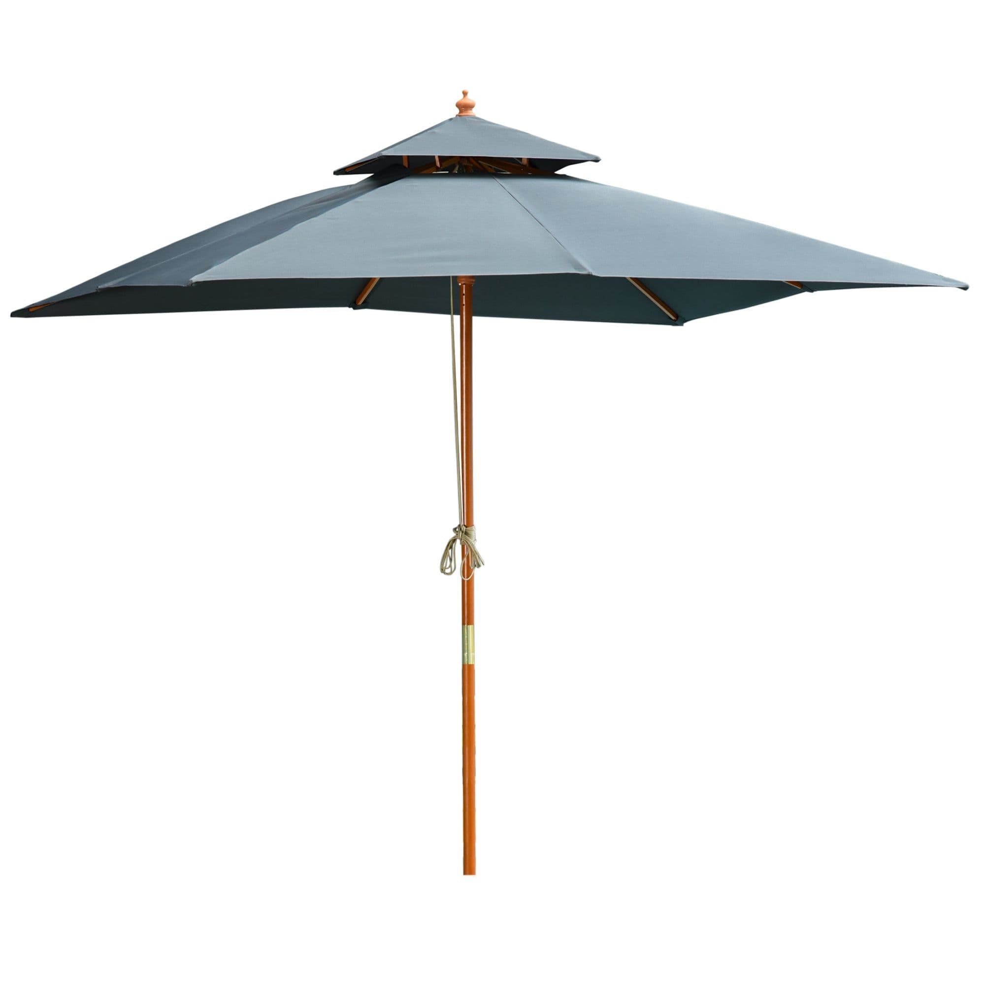 image-3x3m Wood Square Patio Umbrella Garden Market Parasol Sunshade Canopy