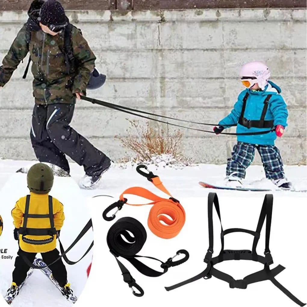 image-Nylon Kids Ski Harness Snowboard Trainer Speed Control With Shoulder Strap Children Ski Harness orange