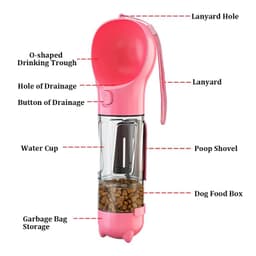 image-KOMMILIFE Portable Cat Dog Water Bottle Food Feeder Drinker Poop Dispenser 3 In 1 Leak-proof Multifunctional Dog Waterer Bottle