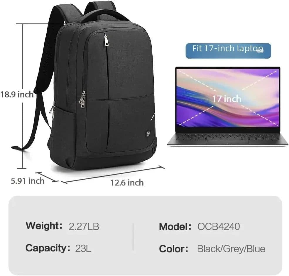 image-OIWAS 17 Inch Laptop Backpack With USB Charging Men's Backpacks Large Capacity Business Daypack Bookbag For Women Teenage Travel