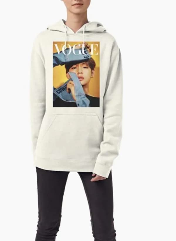 image-Taehyung Vogue WOMEN HOODIE GRAY