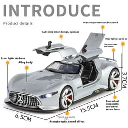 image-1:32 Mercedes Benz AMG Vision GT Supercar Alloy Diecast Car Model Sound & Light Children's Toys Birthday Gifts For Little Boy