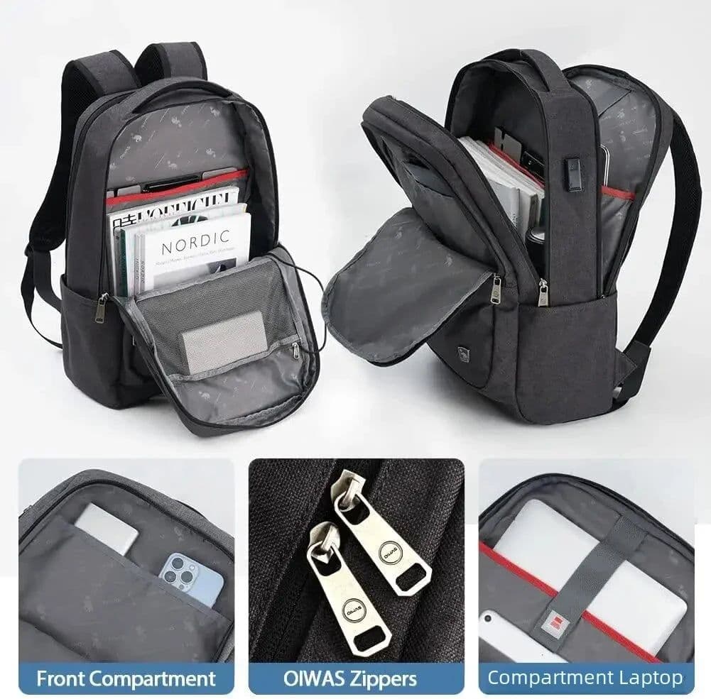 image-OIWAS 17 Inch Laptop Backpack With USB Charging Men's Backpacks Large Capacity Business Daypack Bookbag For Women Teenage Travel