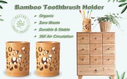 image-Bamboo toothbrush holder bamboo toothbrush accessories toothbrush pen makeup brush organizer biodegradable (Circular )