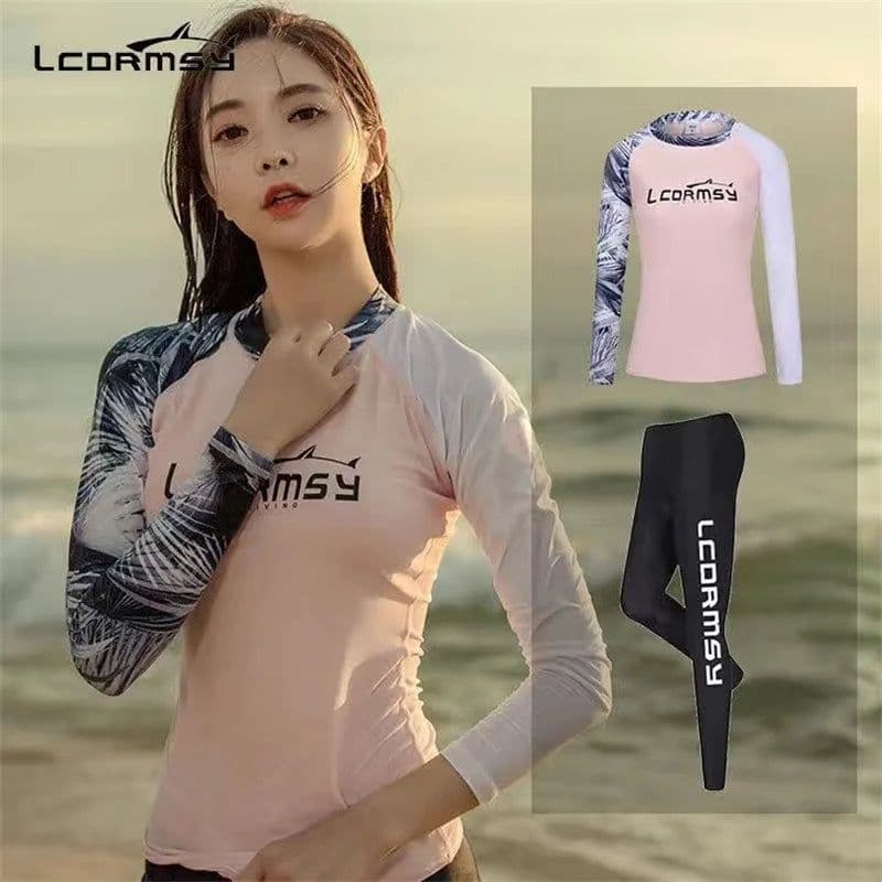 image-Long-sleeved Split Snorkeling Wetsuits Quick dry Surfing Suit Sun-proof Beach Swimwear With Trousers