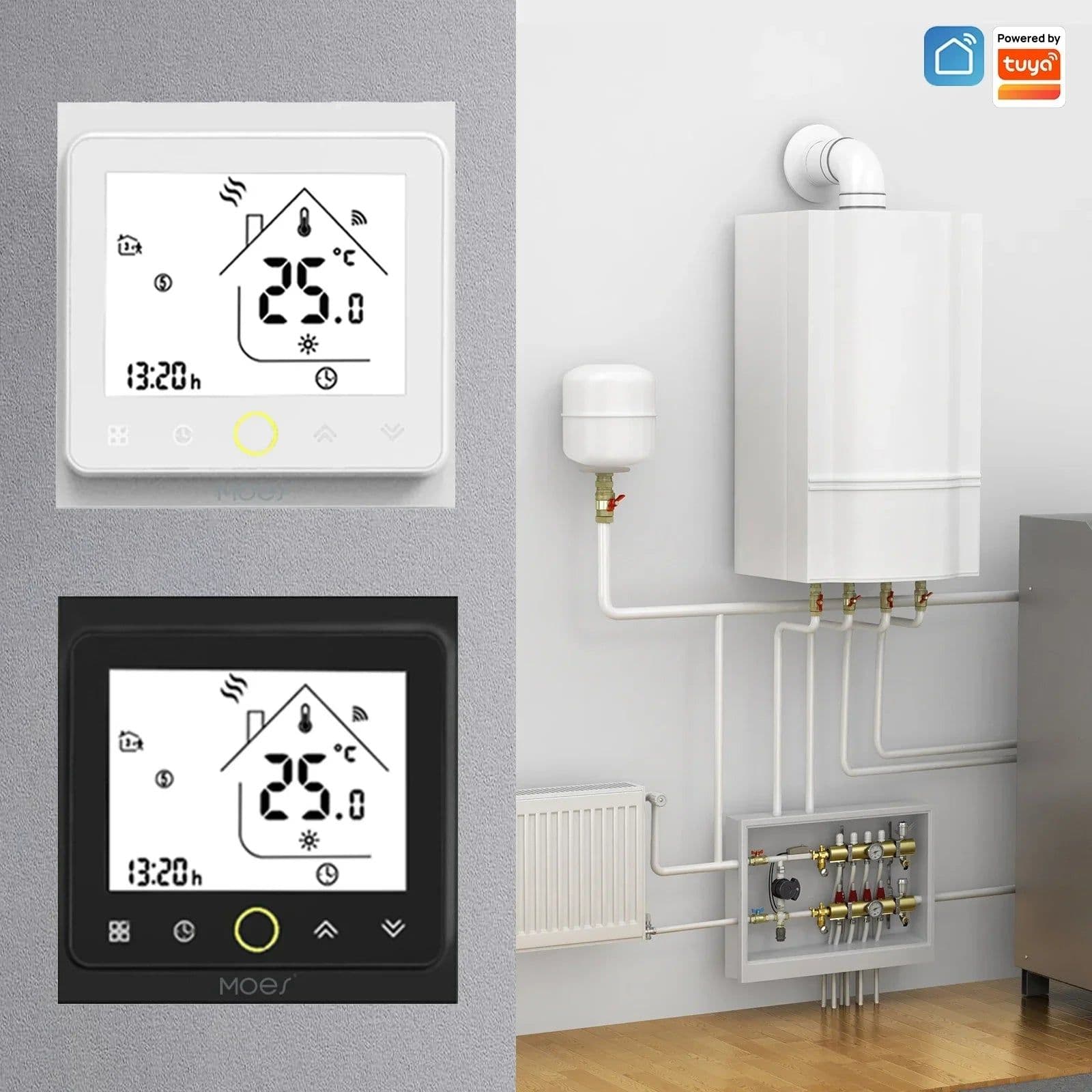 image-MOES WiFi Water/Electric Floor Heating Thermostat Gas Boiler Temperature Controller Smart Alexa tuya Google Voice zigbee Control