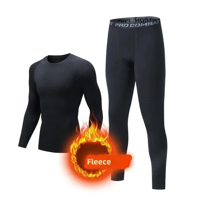 image-Autumn Winter Compression Tracksuit Men Thermal Underwear Fleece Lingerie Set For Skiing Thermos Shirt Set Man Ski Snow Clothing