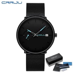 image-CRRJU Mens Watches Luxury Sport Wrist Watch Unique Design Stainless Steel Auto Date Mesh Strap Men Fashion Casual Quartz Watches