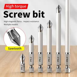 image-6 PCs Non-Slip Magnetic Cross Head Household Electric Driver Screw Set - High Hardness Hand Drill Bits for Electric Screwdrivers