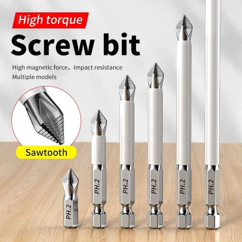 image-6 PCs Non-Slip Magnetic Cross Head Household Electric Driver Screw Set - High Hardness Hand Drill Bits for Electric Screwdrivers