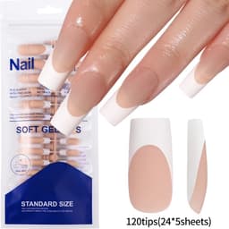 image-240/120Pcs Colorful French Short Square False Nails Full Cover Fake Nail Tip Extension Acrylic Wearable Ballerina Press on Nails