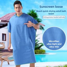 image-Surf Poncho Changing Towel Hooded Robe Microfiber Beach Blanket Bath Towel Swim Towel Wetsuit Beach Poncho for Adults