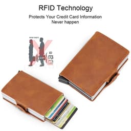 image-Rfid Blocking Protection Men id Credit Card Holder Wallet Leather Metal Aluminum Business Bank Card Case CreditCard Cardholder