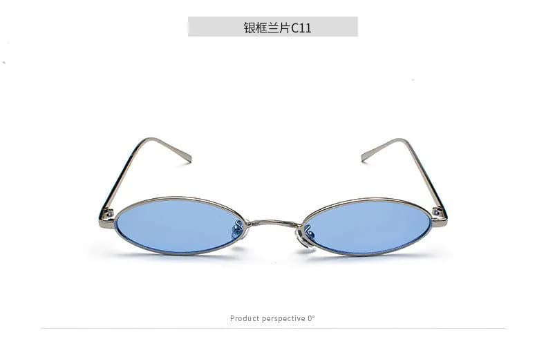 image-31036 Retro Sunglasses Thin Edge Metal Art Sunglasses Water Drop Oval Frame Sunglasses Ocean Lens Glasses 7111