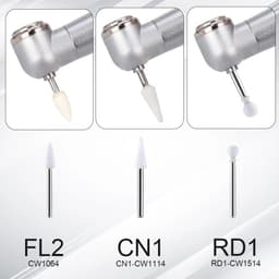 image-(12pcs/box)Dia1.6mm Azdent White Stone Polishing Burs for Finishing Porcelain Enamel & Composite Resin Flame/Cone/Round Shape