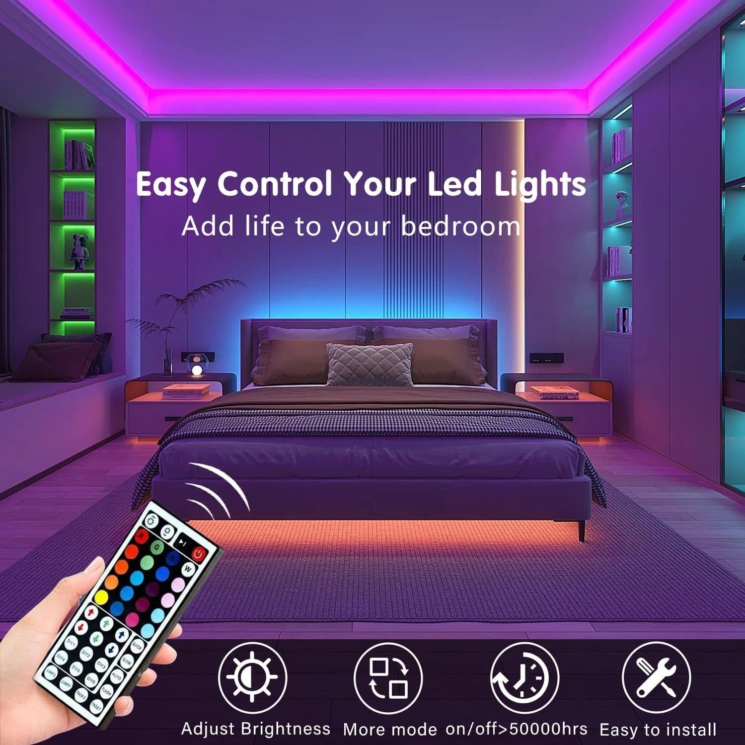 image-Led Strip Lights with 44 Key Remote Control 1m 5m 10m 20m RGB Tape Led Wall Room for Home Bedroom Party Decor TV Backlight