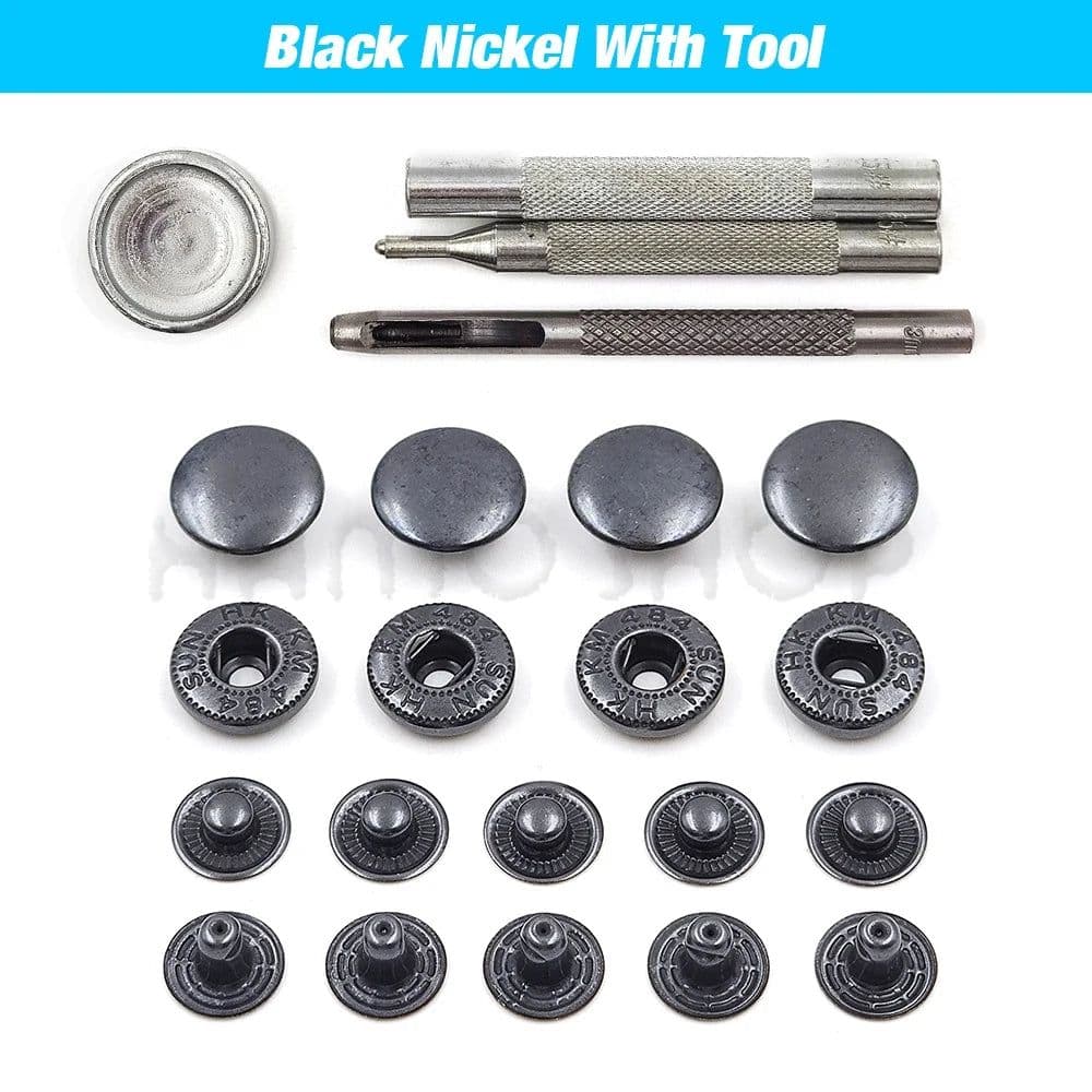 image-50set Snap Fasteners Metal Snaps Press Button Studs Optional Installation Tools Kit For Leathercraft Clothes Garment Bags Shoes