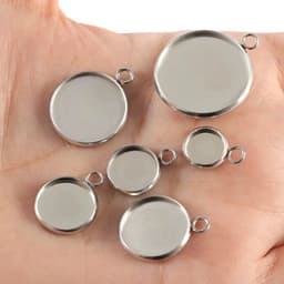 image-20pcs Gold Color Stainless Steel Cabochon Base Pendant Setting Blank Round Tray for DIY Resin Jewerly Making Findings Wholesale