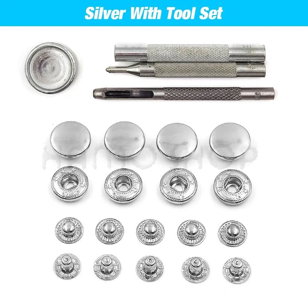 image-50set Snap Fasteners Metal Snaps Press Button Studs Optional Installation Tools Kit For Leathercraft Clothes Garment Bags Shoes